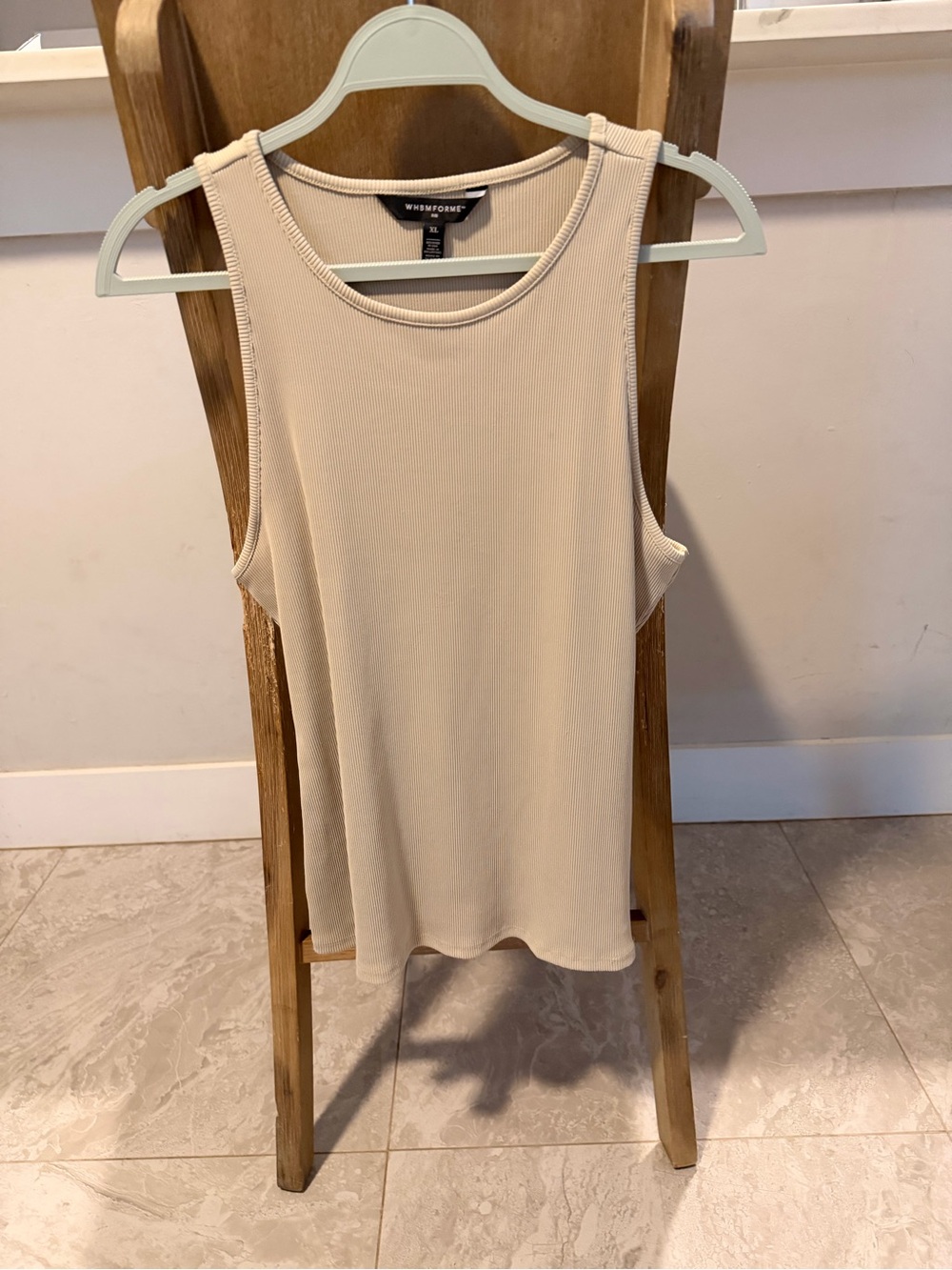 White House Black Market Cream Ribbed Tank Top